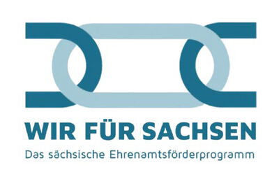 Logo des sächsischen Ehrenamtsförderprogramms auf weißem Untergrund